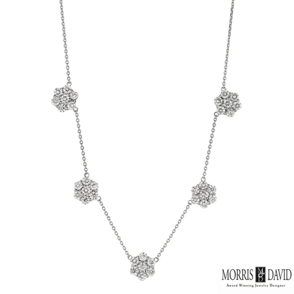 5.00 Carat Diamond Cluster Flower Necklace
